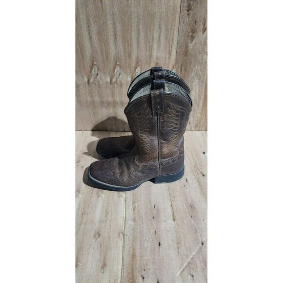 Boy's Ariat Anthem Patriot Western Boot in Distressed Brown Sz US 1 UK 13 EU 32 - Picture 4 of 8